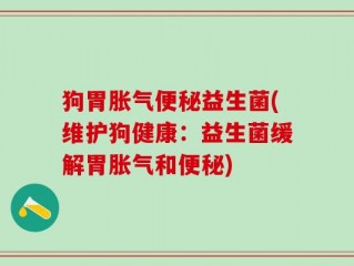 狗胃胀气便秘益生菌(维护狗健康：益生菌缓解胃胀气和便秘)