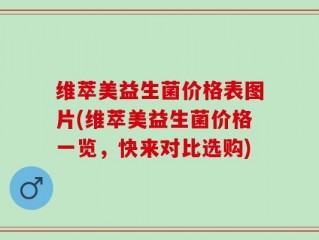 维萃美益生菌价格表图片(维萃美益生菌价格一览，快来对比选购)