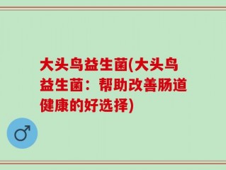 大头鸟益生菌(大头鸟益生菌：帮助改善肠道健康的好选择)