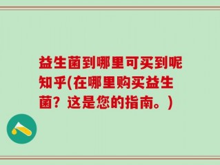 益生菌到哪里可买到呢知乎(在哪里购买益生菌？这是您的指南。)