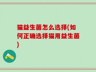 猫益生菌怎么选择(如何正确选择猫用益生菌)
