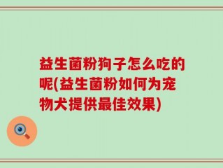 益生菌粉狗子怎么吃的呢(益生菌粉如何为宠物犬提供最佳效果)