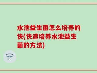 水池益生菌怎么培养的快(快速培养水池益生菌的方法)