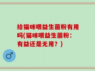 给猫咪喂益生菌粉有用吗(猫咪喂益生菌粉：有益还是无用？)