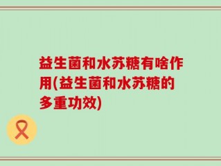 益生菌和水苏糖有啥作用(益生菌和水苏糖的多重功效)