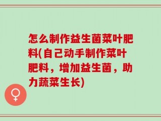 怎么制作益生菌菜叶肥料(自己动手制作菜叶肥料，增加益生菌，助力蔬菜生长)