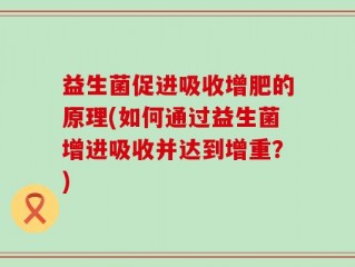 益生菌促进吸收增肥的原理(如何通过益生菌增进吸收并达到增重？)