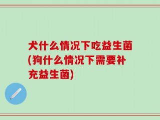 犬什么情况下吃益生菌(狗什么情况下需要补充益生菌)