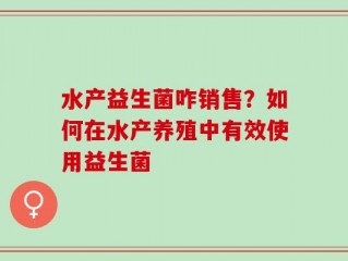 水产益生菌咋销售？如何在水产养殖中有效使用益生菌
