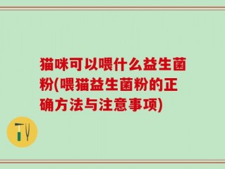 猫咪可以喂什么益生菌粉(喂猫益生菌粉的正确方法与注意事项)