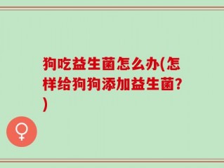 狗吃益生菌怎么办(怎样给狗狗添加益生菌？)