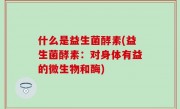 什么是益生菌酵素(益生菌酵素：对身体有益的微生物和酶)