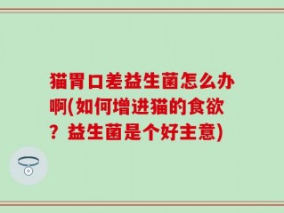 猫胃口差益生菌怎么办啊(如何增进猫的食欲？益生菌是个好主意)