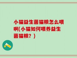 小猫益生菌猫粮怎么喂啊(小猫如何喂养益生菌猫粮？)