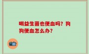 喝益生菌也便血吗？狗狗便血怎么办？