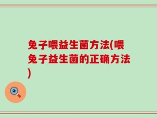 兔子喂益生菌方法(喂兔子益生菌的正确方法)
