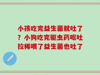 小孩吃完益生菌就吐了？小狗吃完驱虫药呕吐拉稀喂了益生菌也吐了