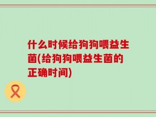 什么时候给狗狗喂益生菌(给狗狗喂益生菌的正确时间)