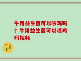 牛用益生菌可以喂鸡吗？牛用益生菌可以喂鸡吗视频
