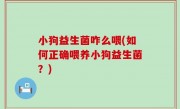 小狗益生菌咋么喂(如何正确喂养小狗益生菌？)