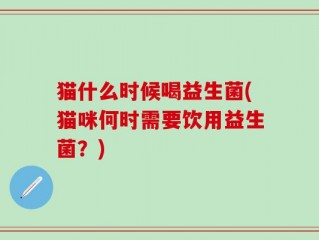猫什么时候喝益生菌(猫咪何时需要饮用益生菌？)