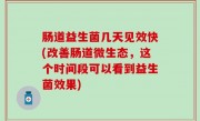肠道益生菌几天见效快(改善肠道微生态，这个时间段可以看到益生菌效果)