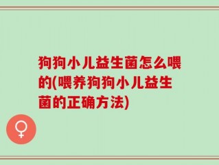 狗狗小儿益生菌怎么喂的(喂养狗狗小儿益生菌的正确方法)