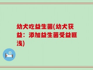 幼犬吃益生菌(幼犬获益：添加益生菌受益匪浅)