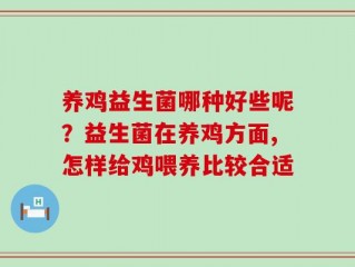 养鸡益生菌哪种好些呢？益生菌在养鸡方面,怎样给鸡喂养比较合适