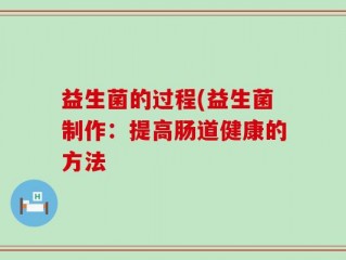 益生菌的过程(益生菌制作：提高肠道健康的方法