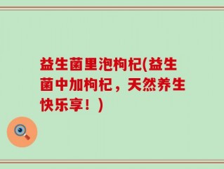 益生菌里泡枸杞(益生菌中加枸杞，天然养生快乐享！)