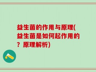 益生菌的作用与原理(益生菌是如何起作用的？原理解析)