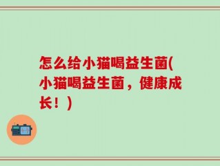 怎么给小猫喝益生菌(小猫喝益生菌，健康成长！)