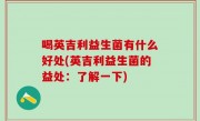 喝英吉利益生菌有什么好处(英吉利益生菌的益处：了解一下)