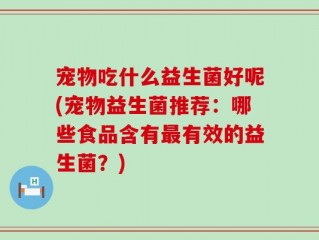 宠物吃什么益生菌好呢(宠物益生菌推荐：哪些食品含有最有效的益生菌？)