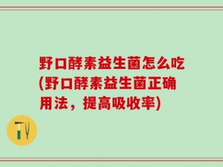 野口酵素益生菌怎么吃(野口酵素益生菌正确用法，提高吸收率)
