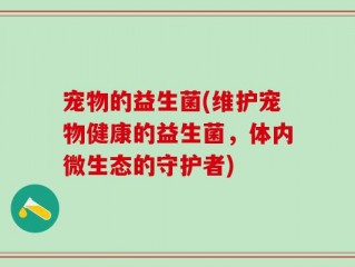 宠物的益生菌(维护宠物健康的益生菌，体内微生态的守护者)