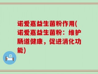 诺爱嘉益生菌粉作用(诺爱嘉益生菌粉：维护肠道健康，促进消化功能)