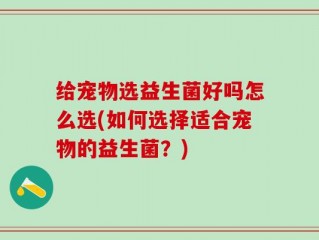 给宠物选益生菌好吗怎么选(如何选择适合宠物的益生菌？)