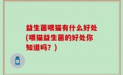 益生菌喂猫有什么好处(喂猫益生菌的好处你知道吗？)