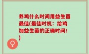 养鸡什么时间用益生菌最佳(最佳时机：给鸡加益生菌的正确时间！)
