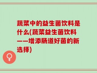 蔬菜中的益生菌饮料是什么(蔬菜益生菌饮料——增添肠道好菌的新选择)