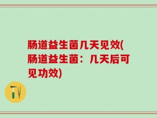 肠道益生菌几天见效(肠道益生菌：几天后可见功效)