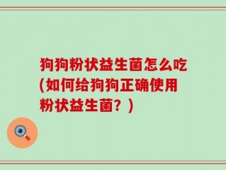 狗狗粉状益生菌怎么吃(如何给狗狗正确使用粉状益生菌？)
