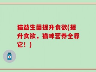 猫益生菌提升食欲(提升食欲，猫咪营养全靠它！)