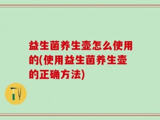 益生菌养生壶怎么使用的(使用益生菌养生壶的正确方法)