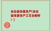白云益生菌生产(白云益生菌生产工艺全解析！)