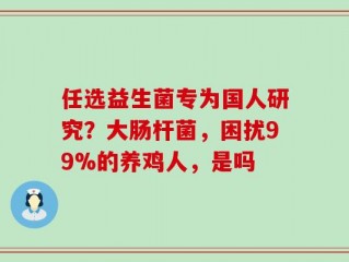 任选益生菌专为国人研究？大肠杆菌，困扰99%的养鸡人，是吗
