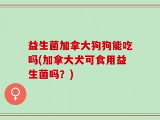 益生菌加拿大狗狗能吃吗(加拿大犬可食用益生菌吗？)