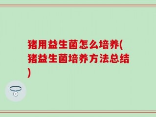 猪用益生菌怎么培养(猪益生菌培养方法总结)
